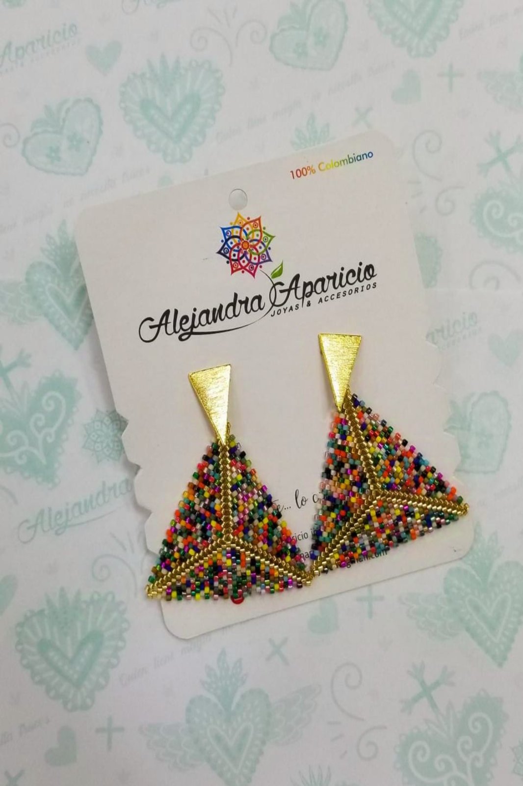 Aretes Triangulo Tejidos En Miyuki