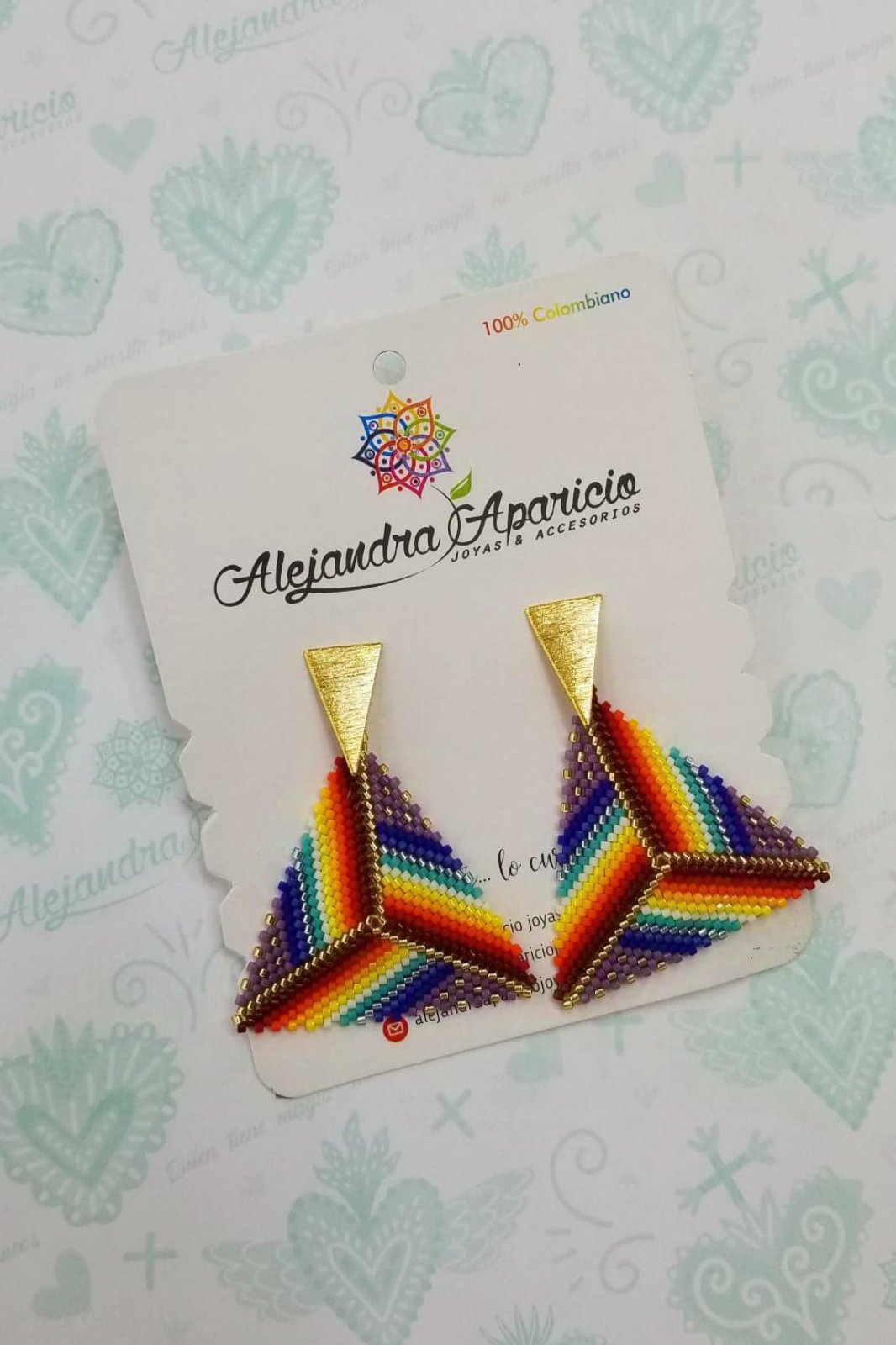Aretes Triangulo Tejidos En Miyuki