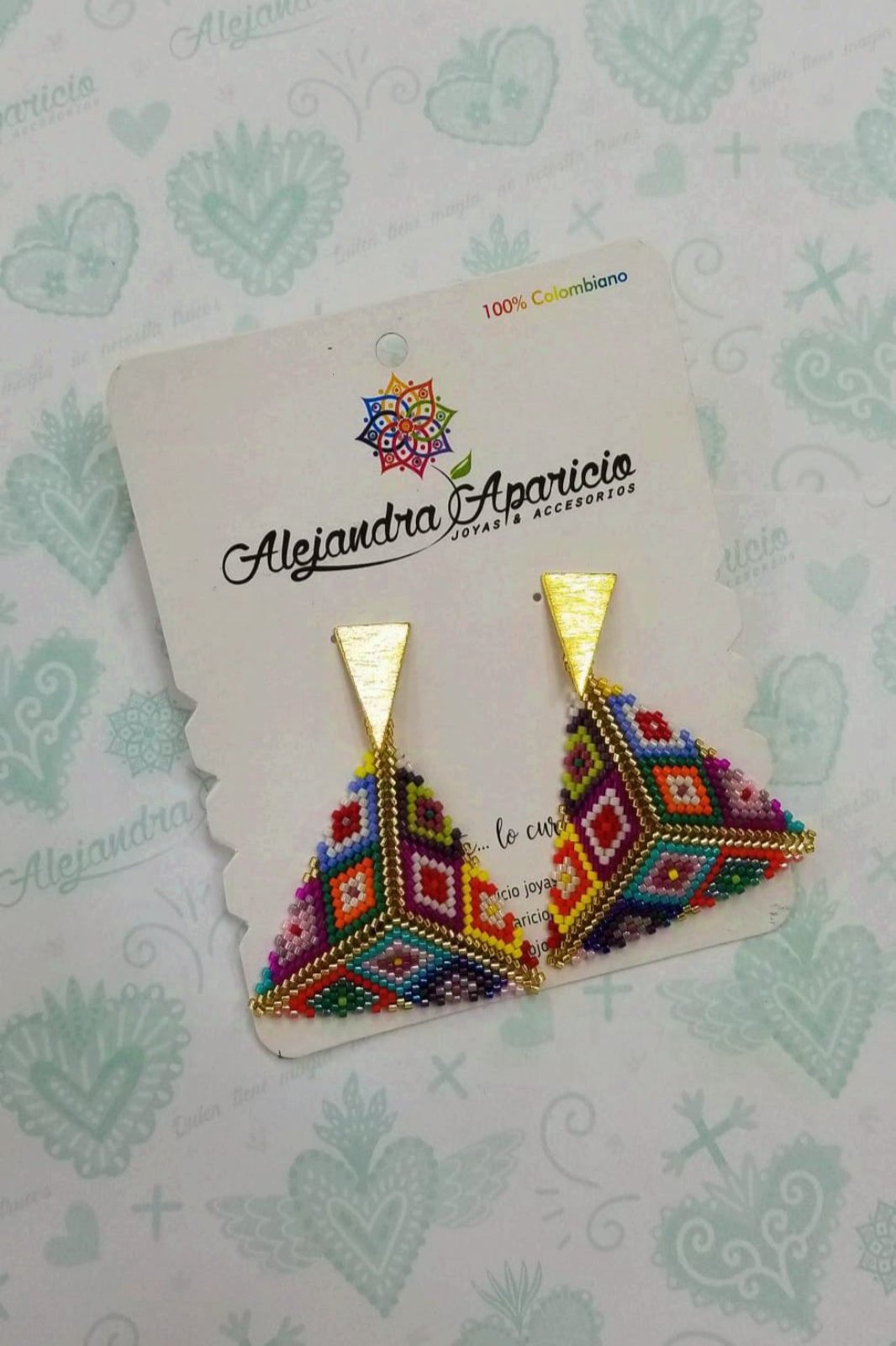 Aretes Triangulo Tejidos En Miyuki