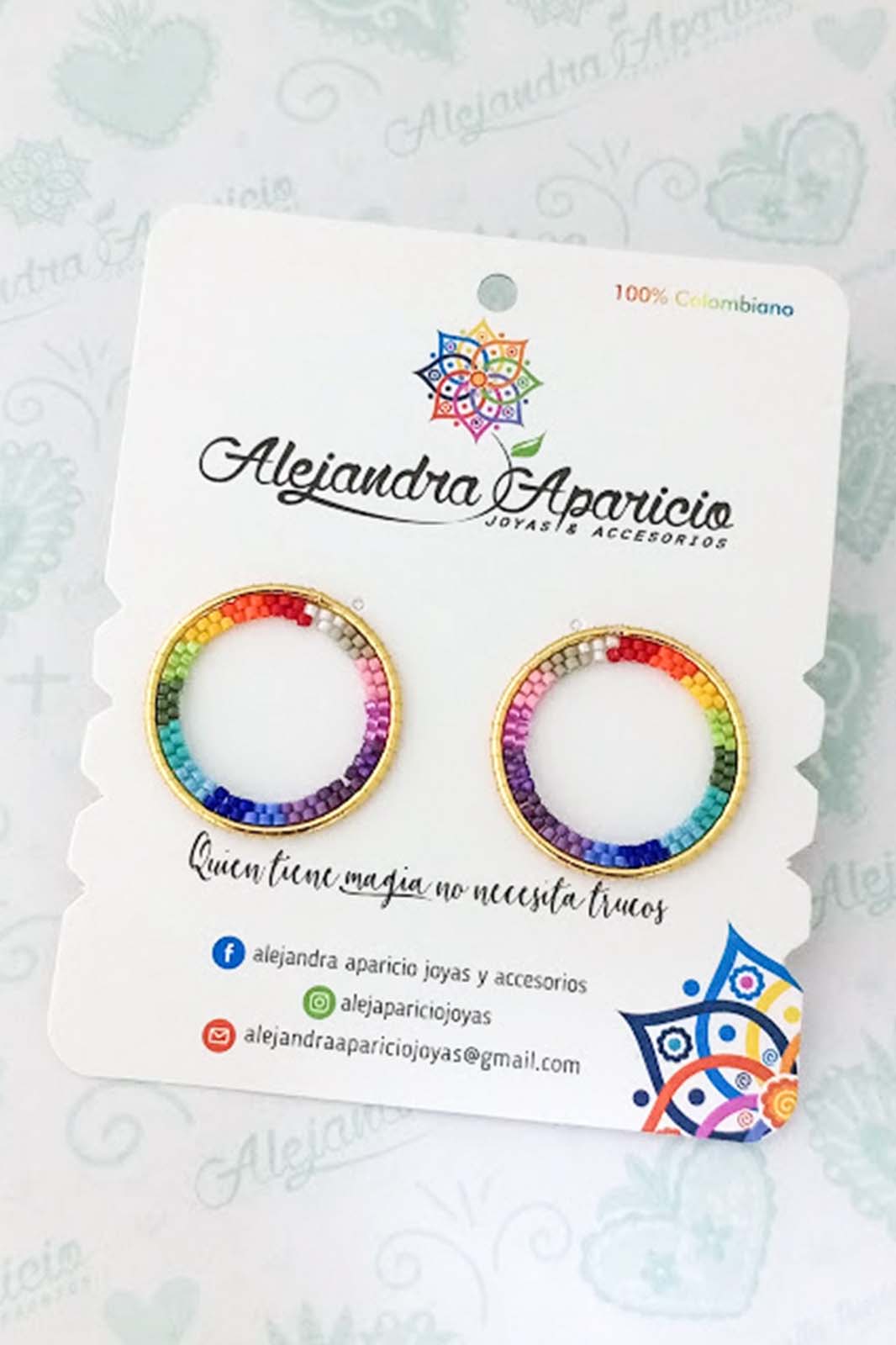 Topo aro bronce miyuki (multicolor)