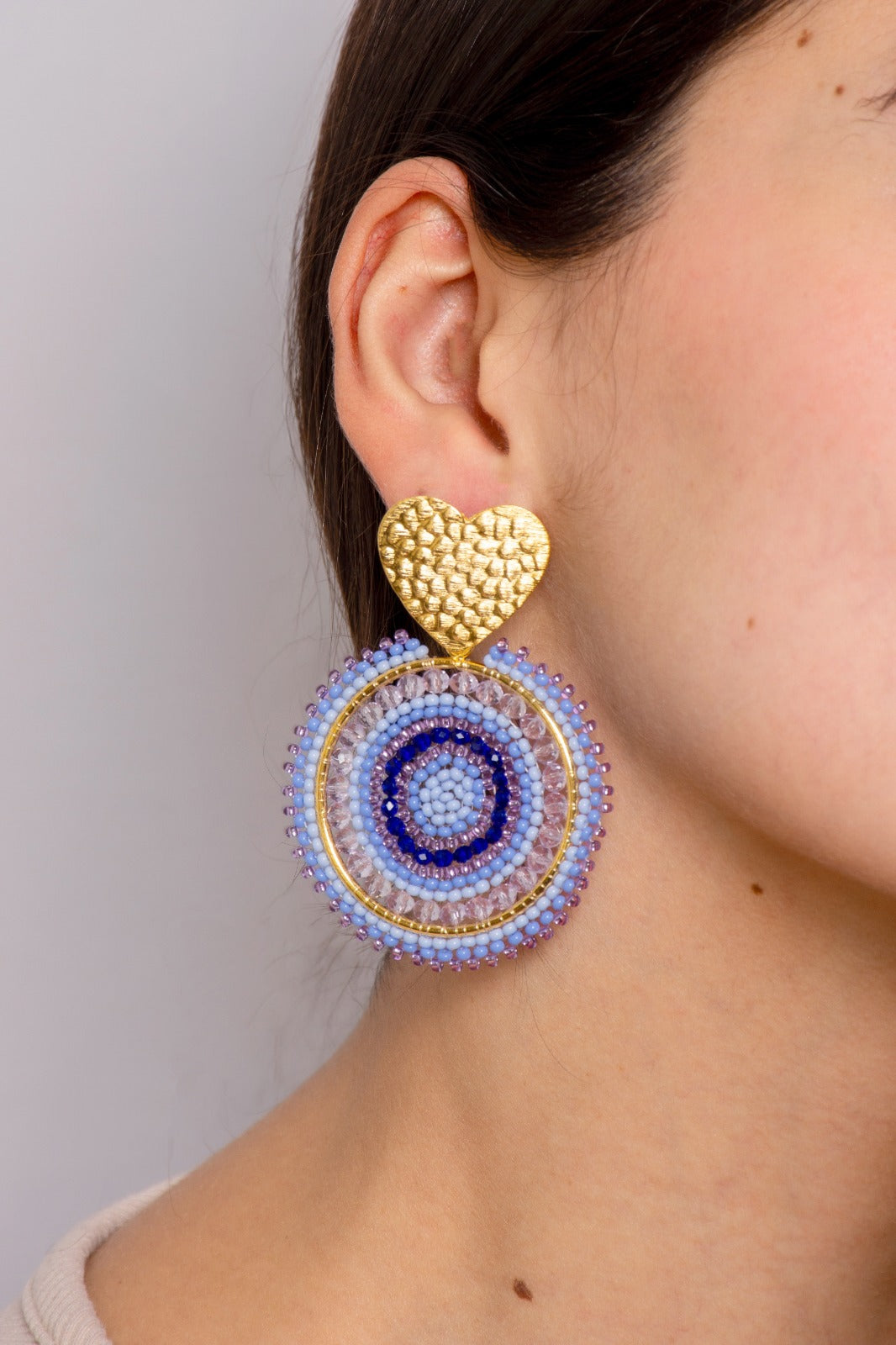 Arete en bronce topo corazón (Azules)